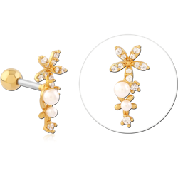 GOLD PVD COATED SURGICAL STEEL GRADE 316L JEWELED TRAGUS MICRO BARBELL SPECIAL NEW DESIGN
