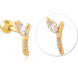 GOLD PVD COATED SURGICAL STEEL GRADE 316L JEWELED TRAGUS MICRO BARBELL SPECIAL NEW DESIGN