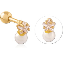 GOLD PVD COATED SURGICAL STEEL GRADE 316L JEWELED TRAGUS MICRO BARBELL SPECIAL NEW DESIGN