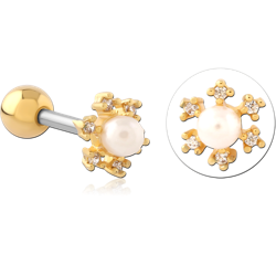 GOLD PVD COATED SURGICAL STEEL GRADE 316L JEWELED TRAGUS MICRO BARBELL SPECIAL NEW DESIGN