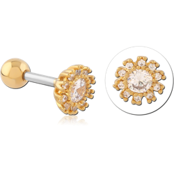 GOLD PVD COATED SURGICAL STEEL GRADE 316L JEWELED TRAGUS MICRO BARBELL SPECIAL NEW DESIGN