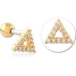 GOLD PVD COATED SURGICAL STEEL GRADE 316L JEWELED TRAGUS MICRO BARBELL SPECIAL NEW DESIGN