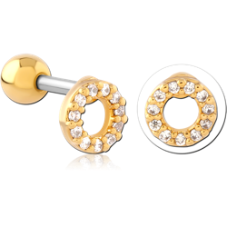 GOLD PVD COATED SURGICAL STEEL GRADE 316L JEWELED TRAGUS MICRO BARBELL SPECIAL NEW DESIGN
