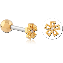 GOLD PVD COATED SURGICAL STEEL GRADE 316L JEWELED TRAGUS MICRO BARBELL SPECIAL NEW DESIGN