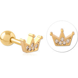 GOLD PVD COATED SURGICAL STEEL GRADE 316L JEWELED TRAGUS MICRO BARBELL SPECIAL NEW DESIGN