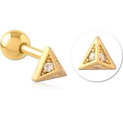 GOLD PVD COATED SURGICAL STEEL GRADE 316L JEWELED TRAGUS MICRO BARBELL SPECIAL NEW DESIGN