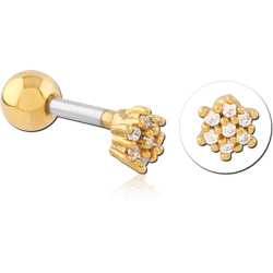 GOLD PVD COATED SURGICAL STEEL GRADE 316L JEWELED TRAGUS MICRO BARBELL SPECIAL NEW DESIGN