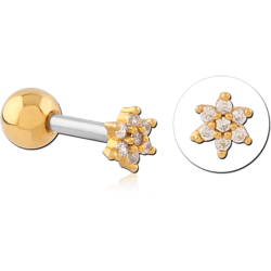 GOLD PVD COATED SURGICAL STEEL GRADE 316L JEWELED TRAGUS MICRO BARBELL SPECIAL NEW DESIGN