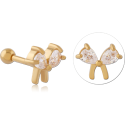 GOLD PVD COATED SURGICAL STEEL GRADE 316L JEWELED TRAGUS MICRO BARBEL