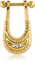 GOLD PVD COATED SURGICAL STEEL GRADE 316L JEWELED CARTILAGE SHIELD