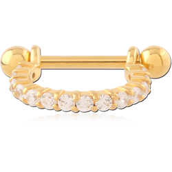 316L GOLD PVD COATED SURGICAL STEEL GRADE 316L JEWELED CARTILAGE SHIELD
