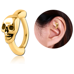 GOLD PVD COATED SURGICAL STEEL GRADE 316L ROOK CLICKER - SKULL