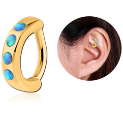 GOLD PVD COATED SURGICAL STEEL GRADE 316L SYNTHETIC OPAL ROOK CLICKER