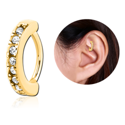 GOLD PVD COATED SURGICAL STEEL GRADE 316L PREMIUM CRYSTAL JEWELED ROOK CLICKER