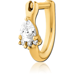 GOLD PVD COATED SURGICAL STEEL GRADE 316L JEWELED TRAGUS CLICKER