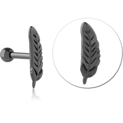 HEMETITE PVD COATED SURGICAL STEEL GRADE 316L TRAGUS MICRO BARBELL - LEAF