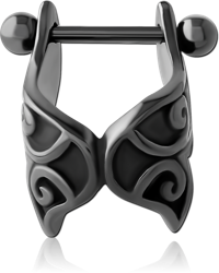 HEMETITE PVD COATED SURGICAL STEEL GRADE 316L CARTILAGE SHIELD - WINGS