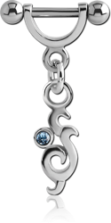 SURGICAL STEEL GRADE 316L HELIX SHIELD WITH JEWELED CHARM