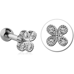 SURGICAL STEEL GRADE 316L JEWELED FLOWER TRAGUS MICRO BARBELL