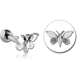 SURGICAL STEEL GRADE 316L JEWELED TRAGUS MICRO BARBELL