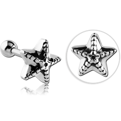 SURGICAL STEEL GRADE 316L STARFISH TRAGUS BARBELL