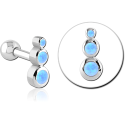 SURGICAL STEEL GRADE 316L JEWELED TRIPLE TRAGUS MICRO BARBELL