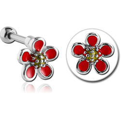SURGICAL STEEL GRADE 316L JEWELED TRAGUS MICRO BARBELL WITH ENAMEL