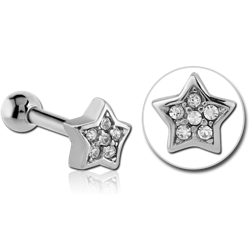 SURGICAL STEEL GRADE 316L JEWELED TRAGUS MICRO BARBELL - STAR