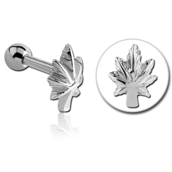 SURGICAL STEEL GRADE 316L POT LEAF TRAGUS MICRO BARBELL