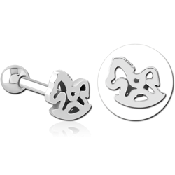 SURGICAL STEEL GRADE 316L TRAGUS MICRO BARBELL - ROCKING HORSE