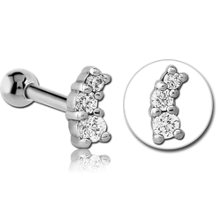 SURGICAL STEEL GRADE 316L JEWELED TRAGUS MICRO BARBELL