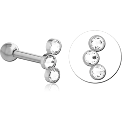 SURGICAL STEEL GRADE 316L TRIPLE PREMIUM CRYSTAL JEWELED TRAGUS MICRO BARBELL