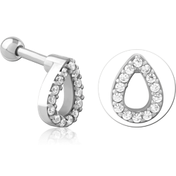 SURGICAL STEEL GRADE 316L JEWELED TRAGUS MICRO BARBELL