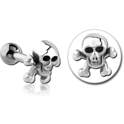 SURGICAL STEEL GRADE 316L CROSSBONES SKULL TRAGUS MICRO BARBELL