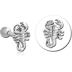 SURGICAL STEEL GRADE 316L LARGE SCORPION MICRO BARBELL