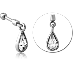 SURGICAL STEEL GRADE 316L HELIX MICRO BARBELL WITH JEWELED CHARM - PAIR DROP