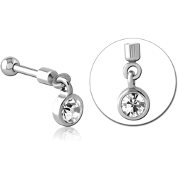 SURGICAL STEEL GRADE 316L HELIX MICRO BARBELL WITH JEWELED CHARM - CIRCLE