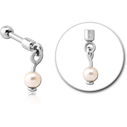 SURGICAL STEEL GRADE 316L HELIX MICRO BARBELL WITH ORGANIC SYNTHETIC PEARL CHARM