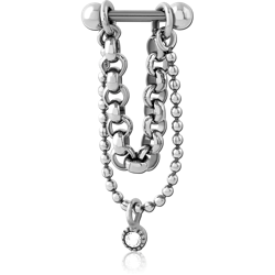 SURGICAL STEEL GRADE 316L TRAGUS MICRO BARBELL WITH CHAIN