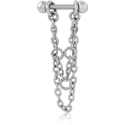 SURGICAL STEEL GRADE 316L TRAGUS MICRO BARBELL WITH CHAIN