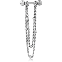 SURGICAL STEEL GRADE 316L TRAGUS MICRO BARBELL WITH CHAIN