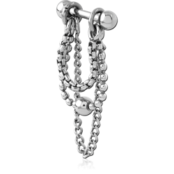 SURGICAL STEEL GRADE 316L TRAGUS MICRO BARBELL WITH CHAIN