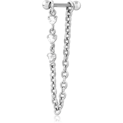 SURGICAL STEEL GRADE 316L MICRO BARBELL WITH CHAIN