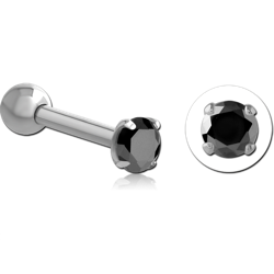 SURGICAL STEEL GRADE 316L ROUND PRONG SET JEWELED TRAGUS MICRO BARBELL