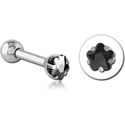 SURGICAL STEEL GRADE 316L FLOWER PRONG SET JEWELED TRAGUS MICRO BARBELL