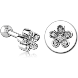 SURGICAL STEEL GRADE 316L JEWELED TRAGUS MICRO BARBELL