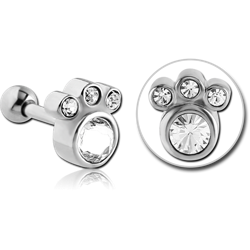 SURGICAL STEEL GRADE 316L PREMIUM CRYSTAL JEWELED TRAGUS BARBELL