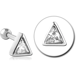SURGICAL STEEL GRADE 316L JEWELED TRAGUS MICRO BARBELL - TRIANGLE
