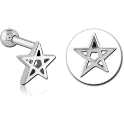 SURGICAL STEEL GRADE 316L STAR TRAGUS MICRO BARBELL