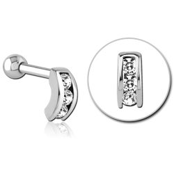 SURGICAL STEEL GRADE 316L JEWELED TRAGUS MICRO BARBELL